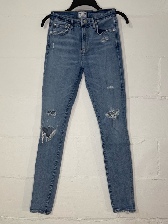 Agolde Denim - Agolde Distressed Medium Blue Skinny Jeans